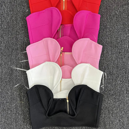 Sweetheart Neck Bandage Crop Top