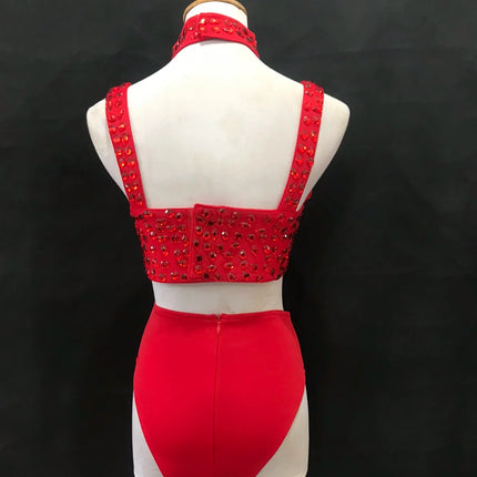 Sexy DJ Nightclub Pole Dance Costume Rhinestone Bikini Rave Outfit Party Show Stage Wear Dancer Team Performance Clothes