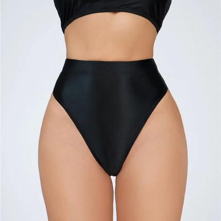 High-Waist Oil Glossy Sheer G-String Thong Satin Smooth Seamless Briefs