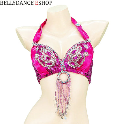 The Stardust Siren Shimmer – Sequin & Tassel Halter Belly Dance Bra Top