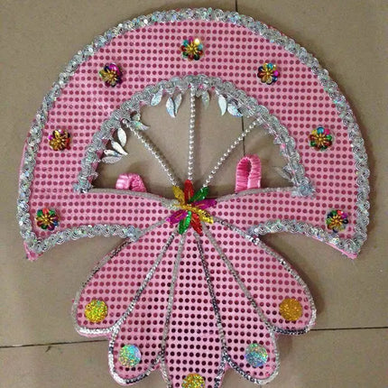 Sequined Butterfly-Style Costume Backpiece with Draped Chain