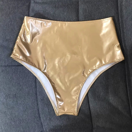 The Stardust Spotlight High-Waist Shorts – Glossy Patent Leather Showgirl Hot Pants