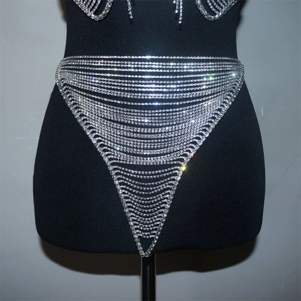 Dazzling Crystal Tassel Bra Chain & Thong Bikini Body Jewelry Set