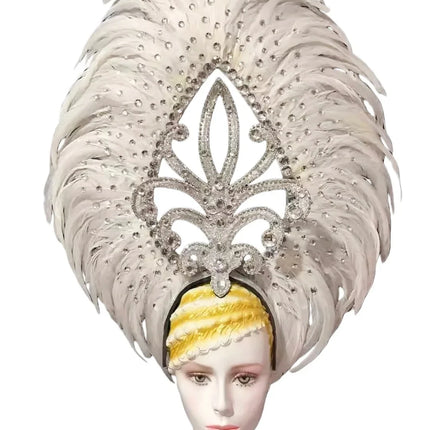 The Stardust Empress Dionysia – White Feather Carnival & Masque Ball Headdress