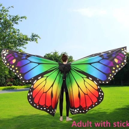 Vibrant Butterfly Belly Dance Wings with Telescopic Sticks Set
