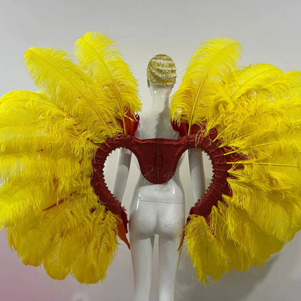 Two-Tone Feather Wing Backpiece Stage Costume Accessory