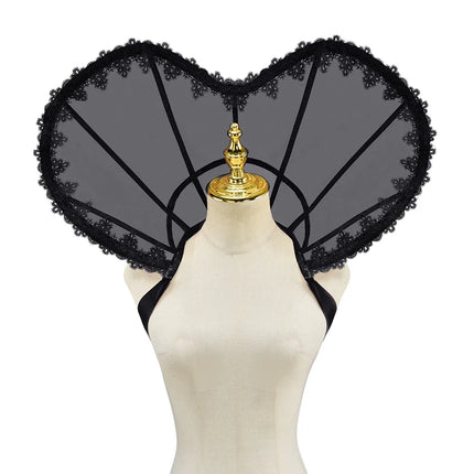 Heart-Shaped Standing Lace Medici Collar Gothic Queen Elizabeth Boned Neckpiece