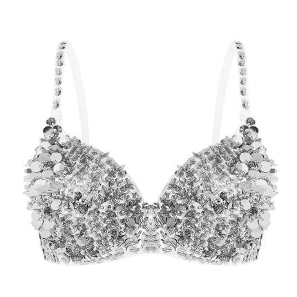 The Stardust Prism Sirena – Sequined & Looped Beading Padded Push-Up Bra Top