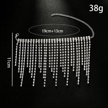 Rhinestone Fringe Tassel Ankle Chains
