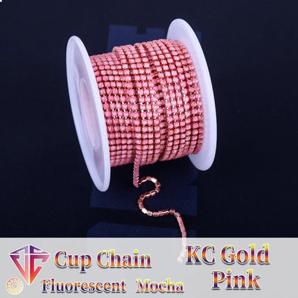 The Stardust Fluorescent Stream – Premium AAAA Glass Fluorescent & Mocha Rhinestone Cup Chain Trim