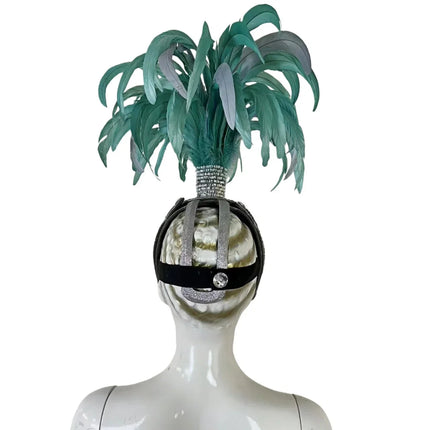 The Stardust Dionysia – Mint Green Feather Carnival & Masque Ball Headdress