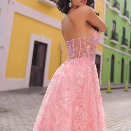 Nox Anabel T1332 Bell of the Ball Strapless A-Line Sequin Floral Dress