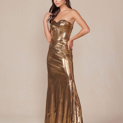Nox Anabel T1499 Dress Strapless Metallic Satin Fitted Gown