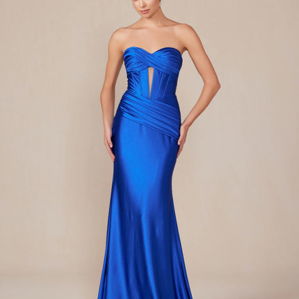 Nox Anabel T1500 Dress Satin Strapless Floor Length Keyhole Bodice