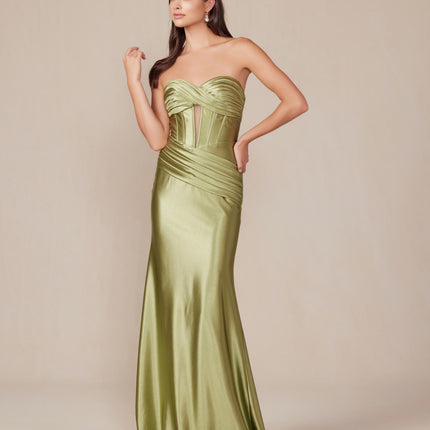 Nox Anabel T1500 Dress Satin Strapless Floor Length Keyhole Bodice