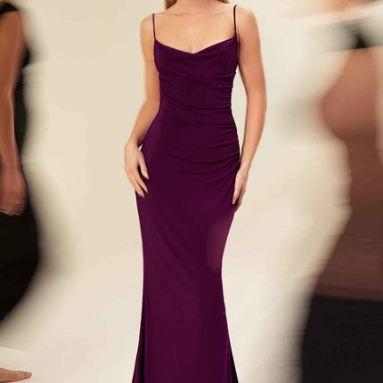 Astee T2008 Fitted Spaghetti Strap Open Back with Lace Detail Gown