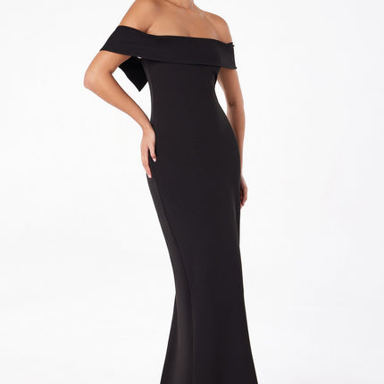 Astee T2011 Off the Shoulder Fitted Evening Gown Back Slit