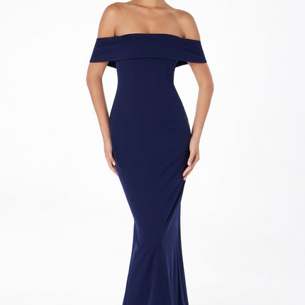 Astee T2011 Off the Shoulder Fitted Evening Gown Back Slit