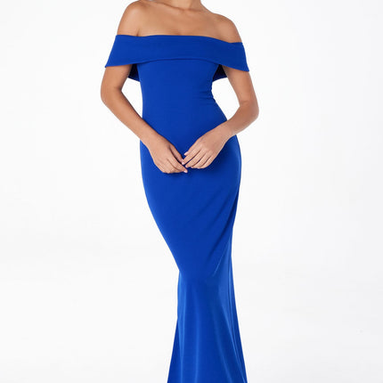 Astee T2011 Off the Shoulder Fitted Evening Gown Back Slit