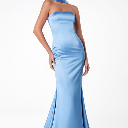 Astee T2012 Strapless Fitted Mermaid Gown with Scarf