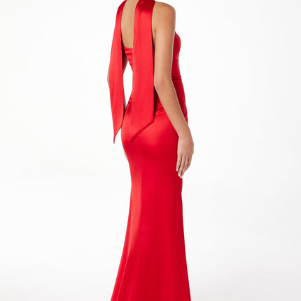 Astee T2012 Strapless Fitted Mermaid Gown with Scarf