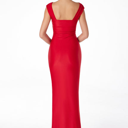 Astee T5000 Ankle Length Evening Gown V-Neckline Side Slit