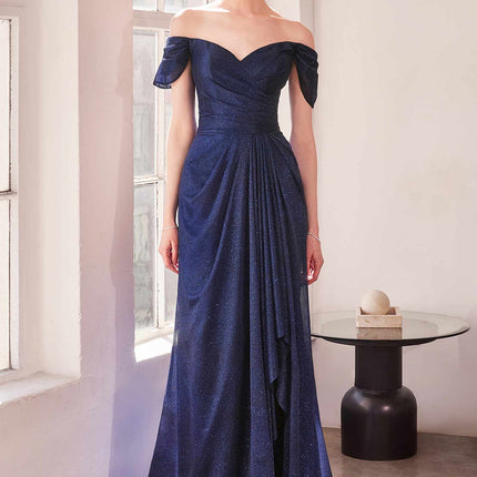 Ladivine Amoris T604 Off Shoulder Glitter Long Evening Gown