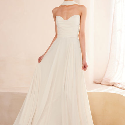 Ladivine Amoris T703W White Dress Strapless A-Line Gown