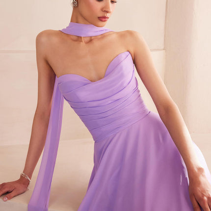 Ladivine Amoris T703W White Dress Strapless A-Line Gown