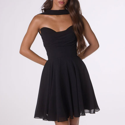 Amoris T709 Short Strapless Chiffon Dress