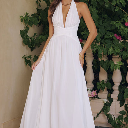 Amoris T715W Halter Neck Chiffon A-Line Evening Gown