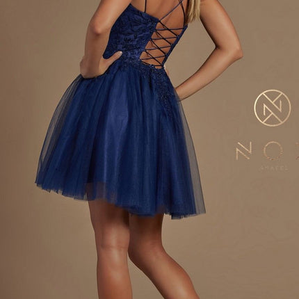 Nox Anabel T718 Short A-Line Corset Back Baby Doll Dress Tulle Skirt