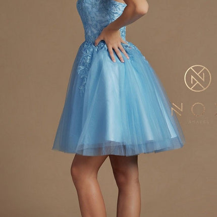 Nox Anabel T718 Short A-Line Corset Back Baby Doll Dress Tulle Skirt