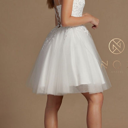 Nox Anabel T718 Short A-Line Corset Back Baby Doll Dress Tulle Skirt