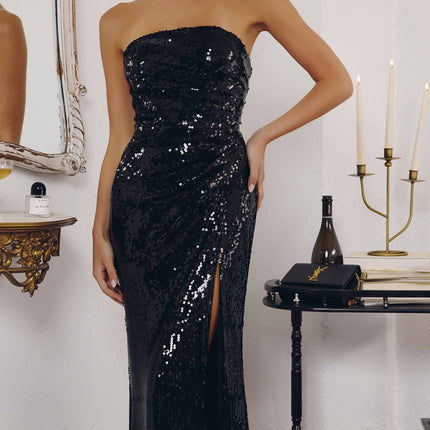 Amoris T724 Sleek Strapless Sequin Fitted Gown