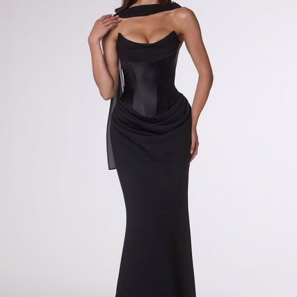 Amoris T732 Strapless Fitted Column Semi-Formal Gown