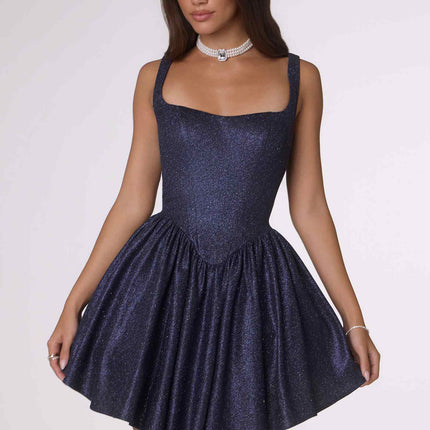 Amoris T738 Short Fitted Bodice Tiered Ruffle Mini Skirt Dress