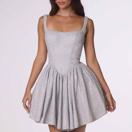 Amoris T738 Short Fitted Bodice Tiered Ruffle Mini Skirt Dress