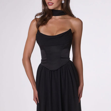 Amoris T741 Flowing A-Line Strapless Chiffon Evening Gown