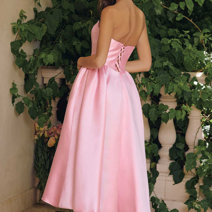 Amoris T822 Elegant Mikado Midi Timeless Strapless Gown