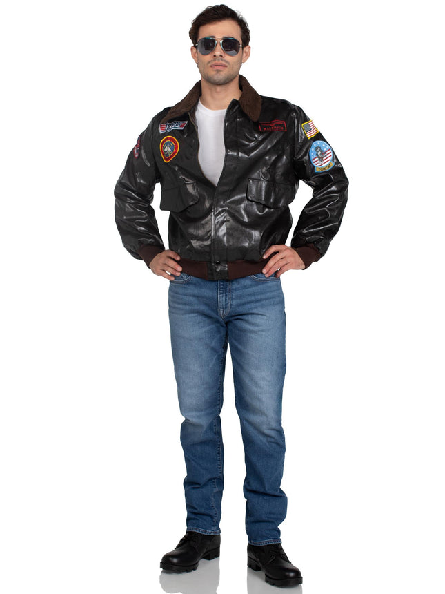 Men's Top Gun Bomber Jacket - Brown - LARGE