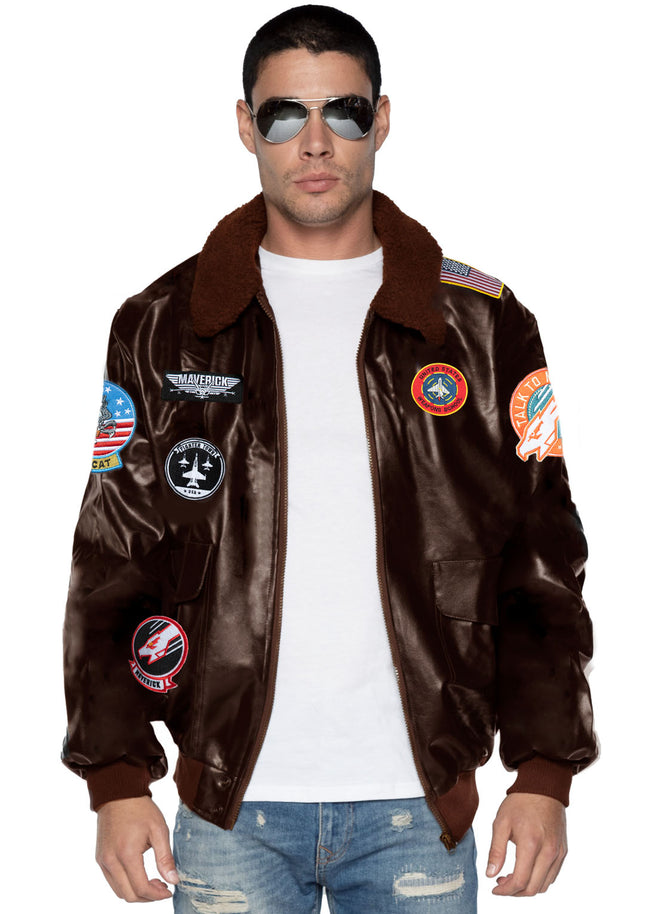 Men's Top Gun Maverick Bomber Jacket - Brown - SMALL