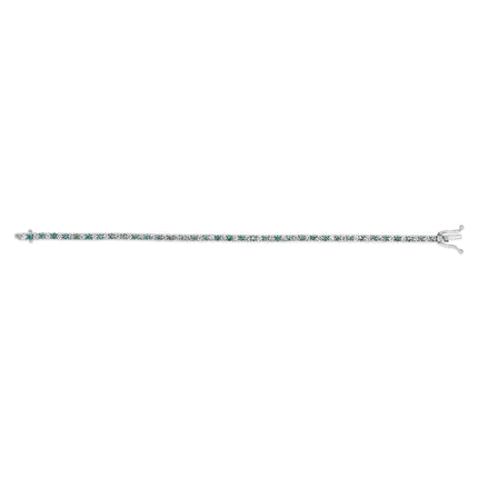14K White Gold 4.0 Cttw Alternating White and Blue Lab Grown Diamond Tennis Bracelet - 7" inches
