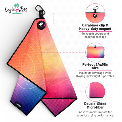Tactical Golf Towel | 24” x 16” Microfiber Towel | Magnetic Clip & Carabiner | Premium Golf Accessory