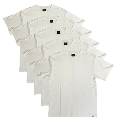 Men's Bamboo Viscose/Organic Cotton Short Sleeve T-Shirt Off White Color - 5-Pack