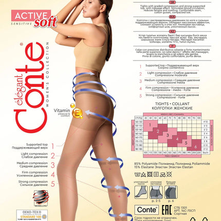 Tights Conte Active Soft 40 Den - Shaping Support with Vitamin E