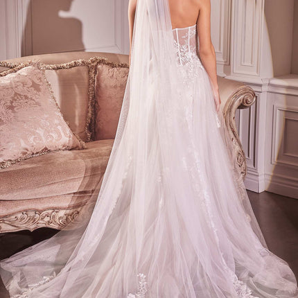 Beaded Floral Edge Chapel Veil