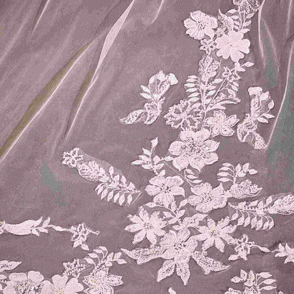 Beaded Floral Edge Chapel Veil