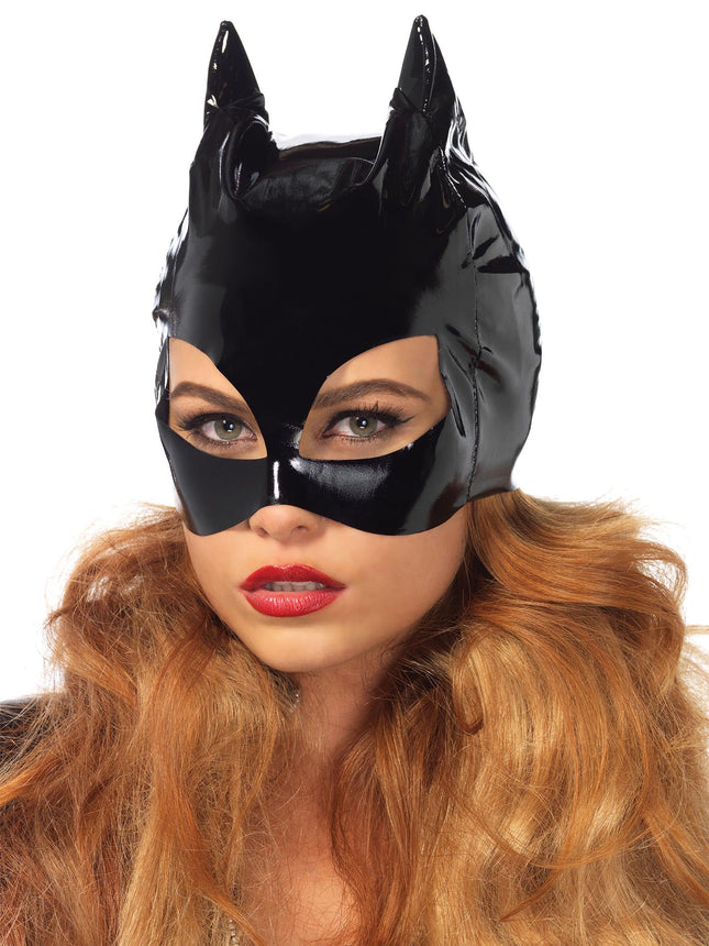 Vinyl Cat Woman Mask - Black - O/S