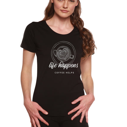 Life Happens Printed Women's Bamboo/Cotton Short Sleeve Scoop Neck T-Shirt